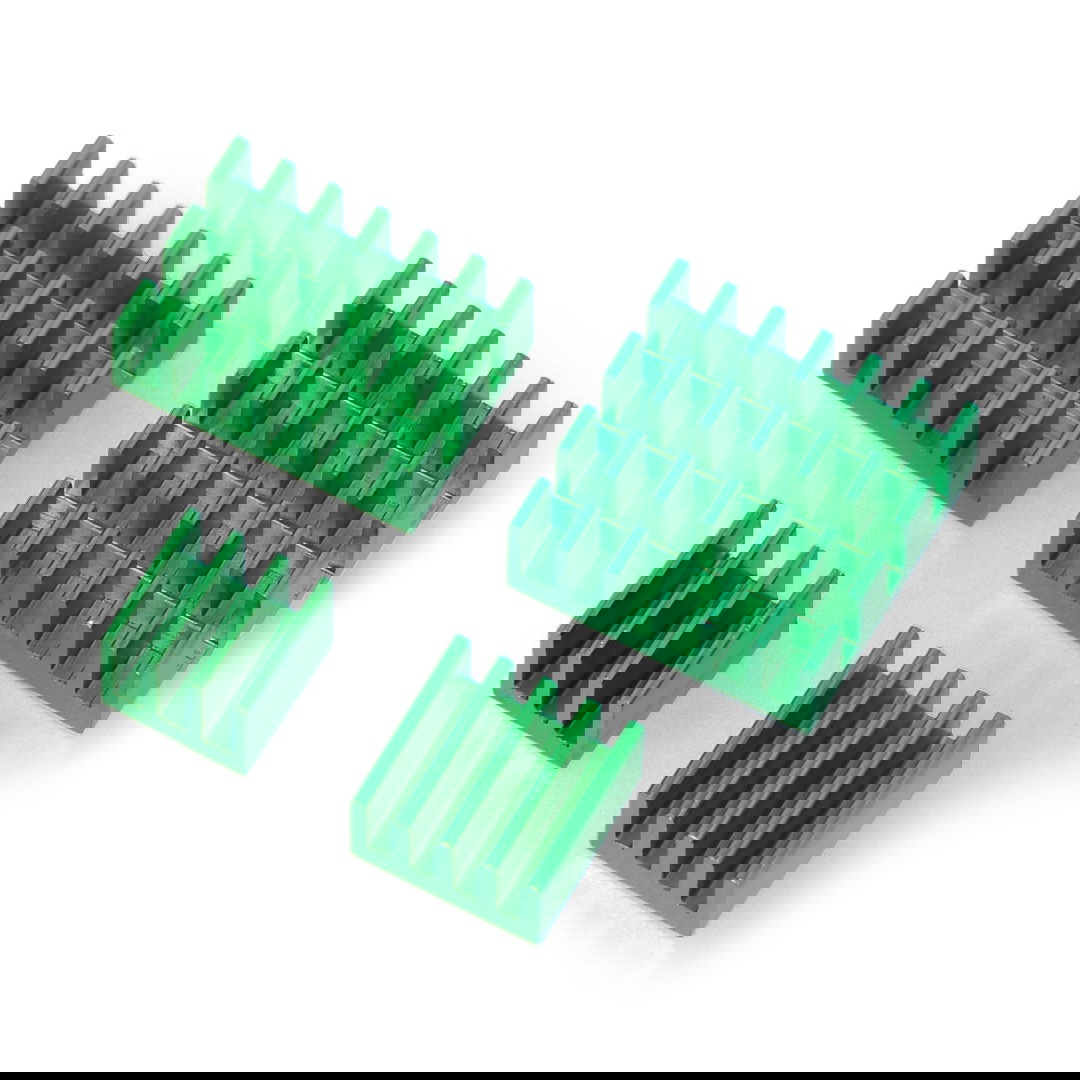 Zestaw radiatorów do Raspberry Pi 4B - z taśmą termoprzewodzącą - zielone - 4szt.